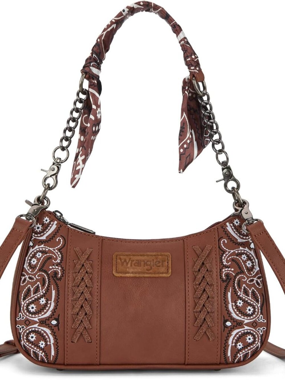 Wrangler Shoulder Bag for Women Western Purse with Bandana Handle and Removable